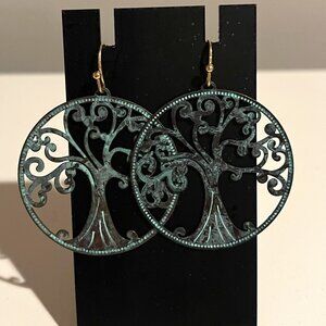 Dangling Tree of Life Earrings.  2" drop.  Gently Used.
